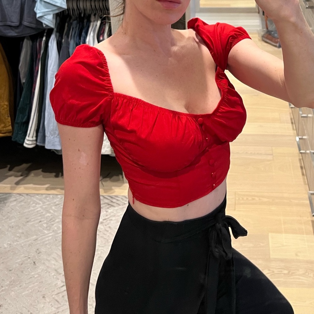Red Bardot crop top NWOT